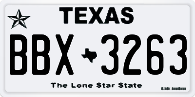 TX license plate BBX3263