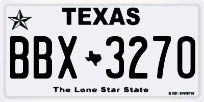 TX license plate BBX3270