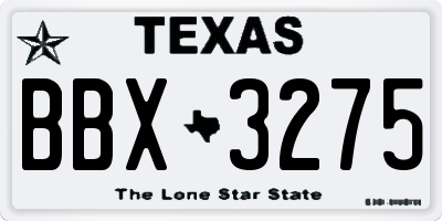 TX license plate BBX3275