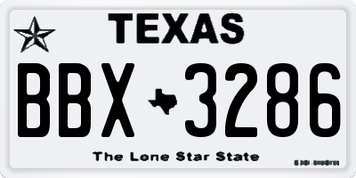 TX license plate BBX3286