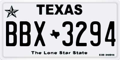 TX license plate BBX3294