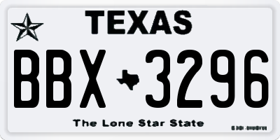 TX license plate BBX3296