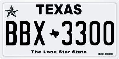 TX license plate BBX3300