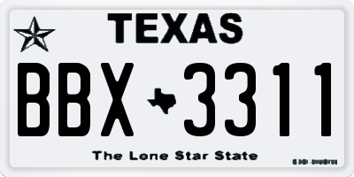 TX license plate BBX3311