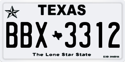 TX license plate BBX3312