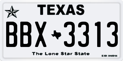 TX license plate BBX3313