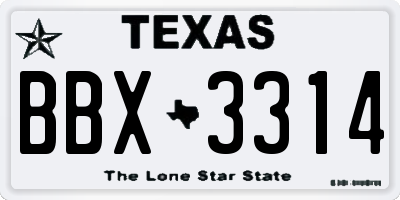 TX license plate BBX3314