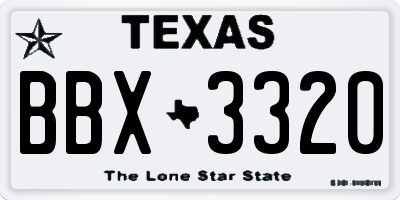 TX license plate BBX3320