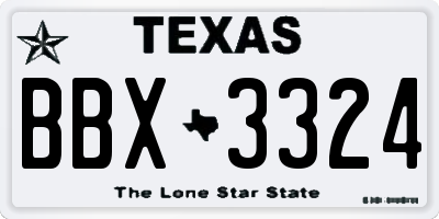 TX license plate BBX3324
