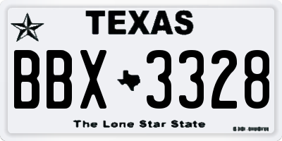 TX license plate BBX3328