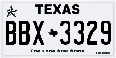 TX license plate BBX3329