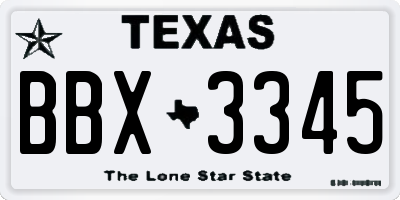 TX license plate BBX3345