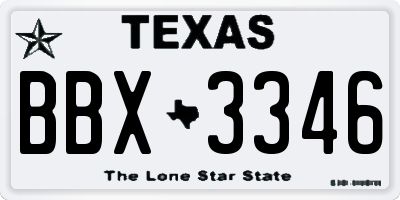 TX license plate BBX3346