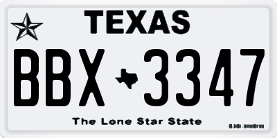 TX license plate BBX3347