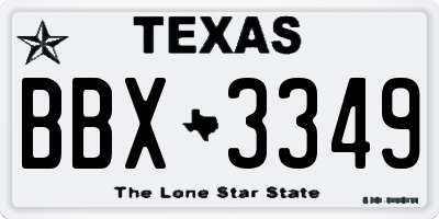 TX license plate BBX3349