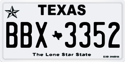 TX license plate BBX3352