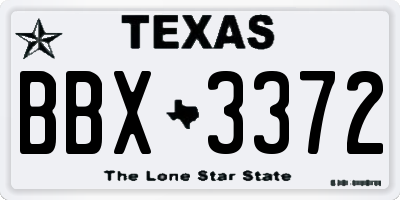 TX license plate BBX3372