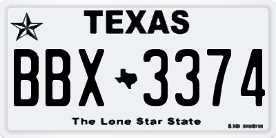 TX license plate BBX3374