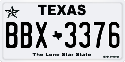TX license plate BBX3376