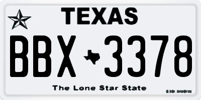 TX license plate BBX3378