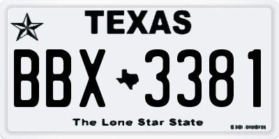TX license plate BBX3381