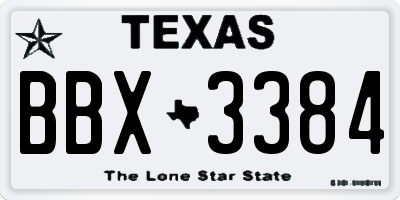 TX license plate BBX3384