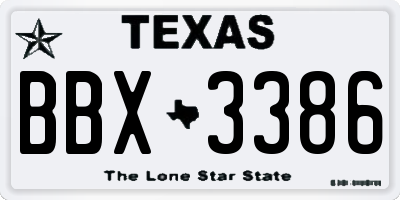 TX license plate BBX3386