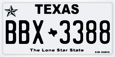 TX license plate BBX3388