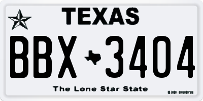 TX license plate BBX3404