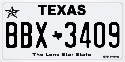 TX license plate BBX3409