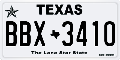 TX license plate BBX3410