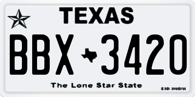 TX license plate BBX3420