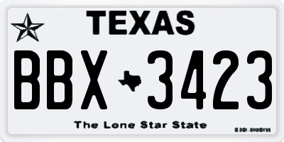TX license plate BBX3423