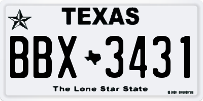 TX license plate BBX3431