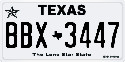TX license plate BBX3447
