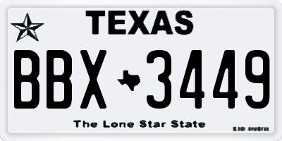 TX license plate BBX3449