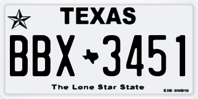 TX license plate BBX3451