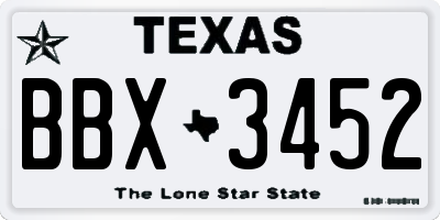 TX license plate BBX3452