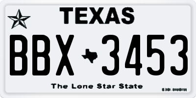 TX license plate BBX3453