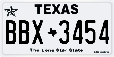 TX license plate BBX3454