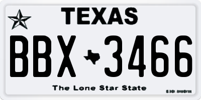 TX license plate BBX3466
