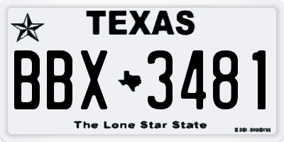 TX license plate BBX3481