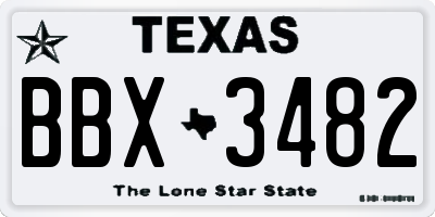 TX license plate BBX3482