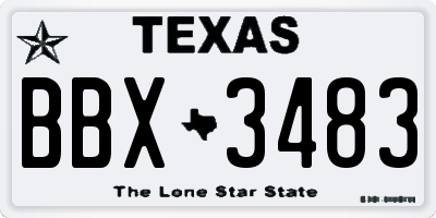 TX license plate BBX3483