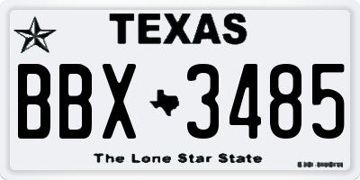 TX license plate BBX3485