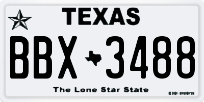 TX license plate BBX3488