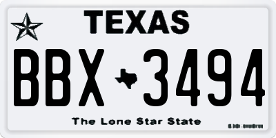 TX license plate BBX3494