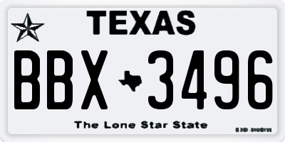 TX license plate BBX3496