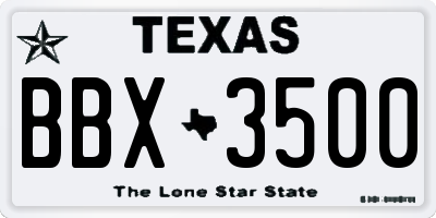 TX license plate BBX3500