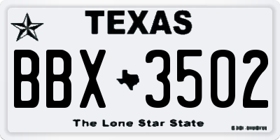 TX license plate BBX3502
